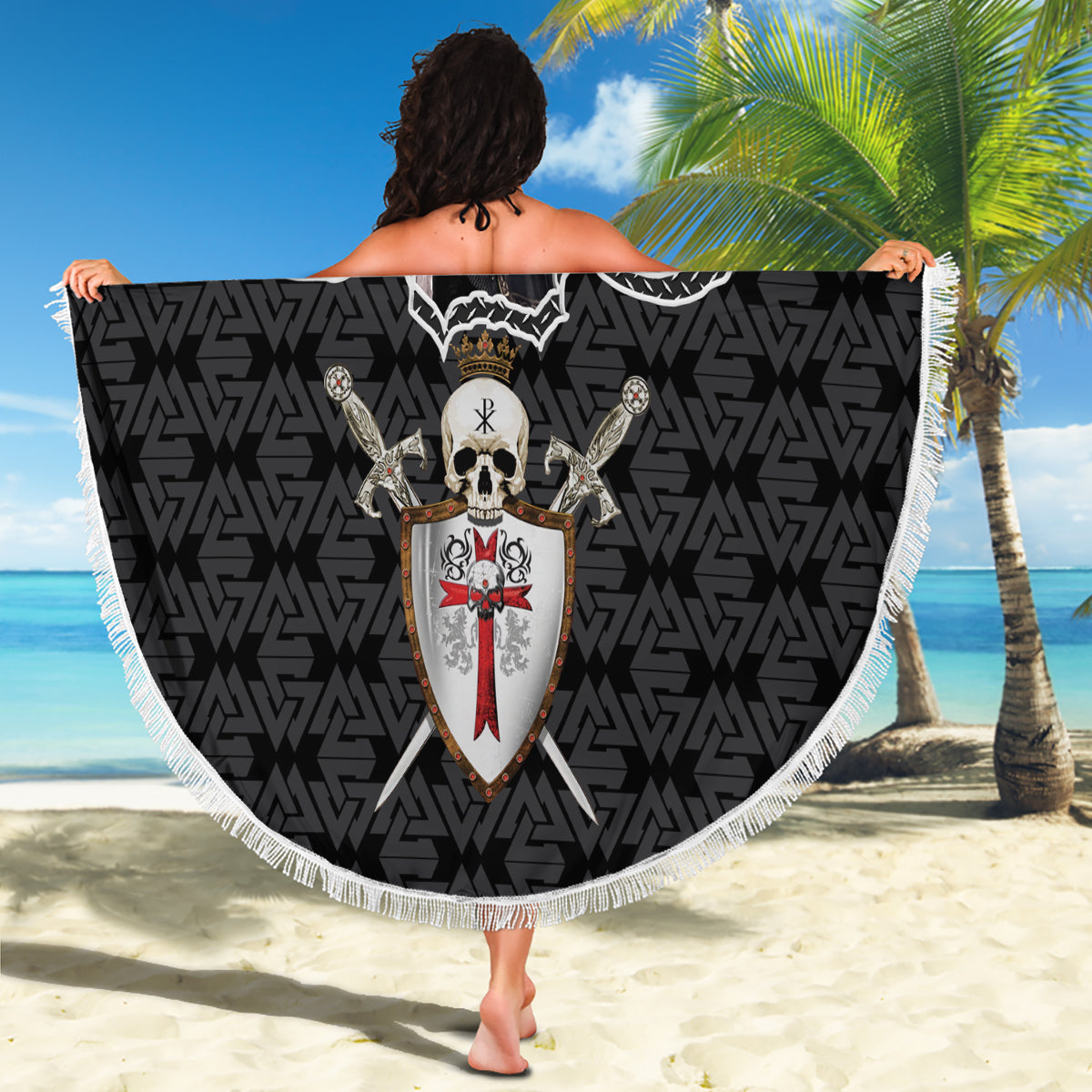 personalised-knights-templar-warrior-skull-beach-blanket