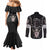 personalised-knights-templar-warrior-skull-couples-matching-mermaid-dress-and-long-sleeve-button-shirts