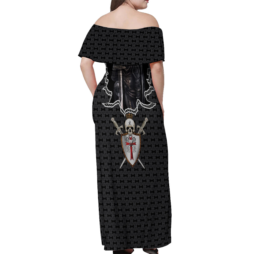 personalised-knights-templar-warrior-skull-off-shoulder-maxi-dress