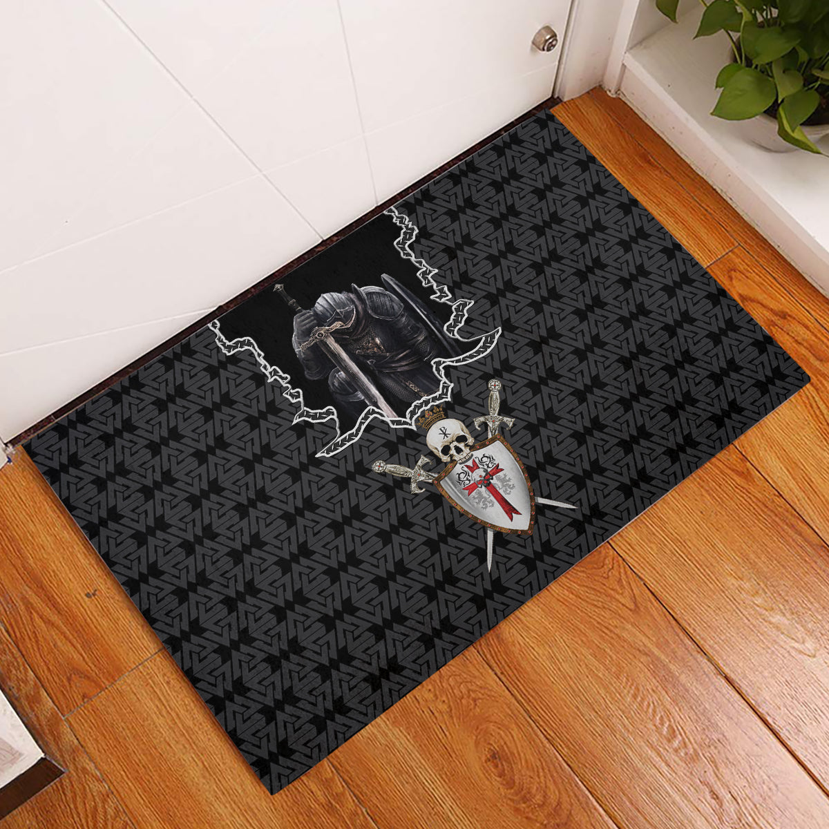 personalised-knights-templar-warrior-skull-rubber-doormat