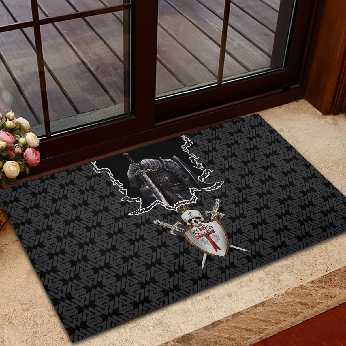 personalised-knights-templar-warrior-skull-rubber-doormat