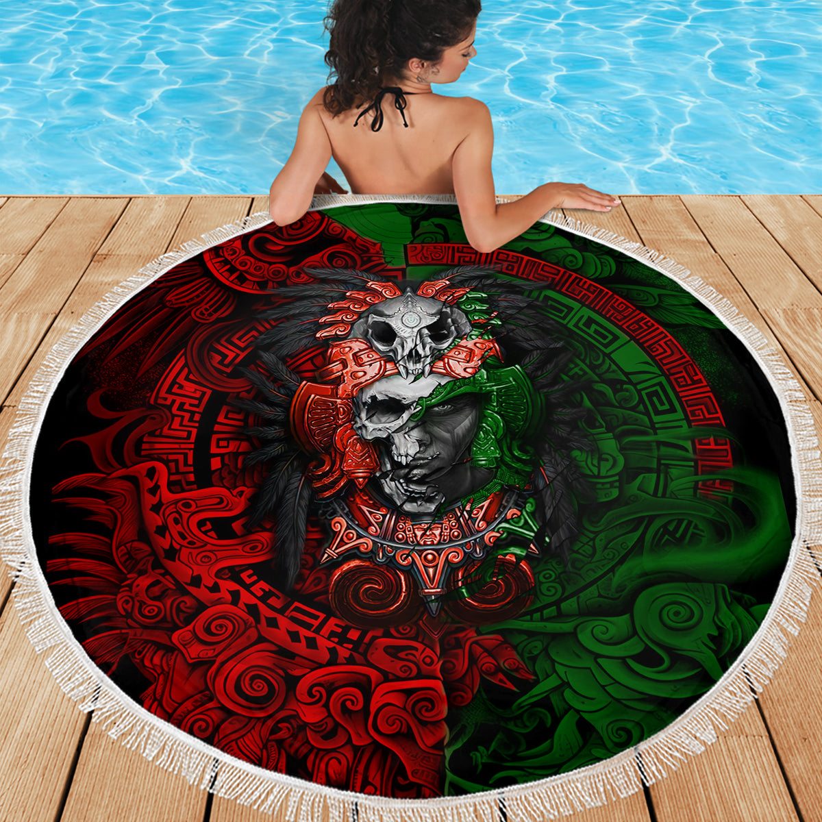 skulls-aztec-warriors-beach-blanket
