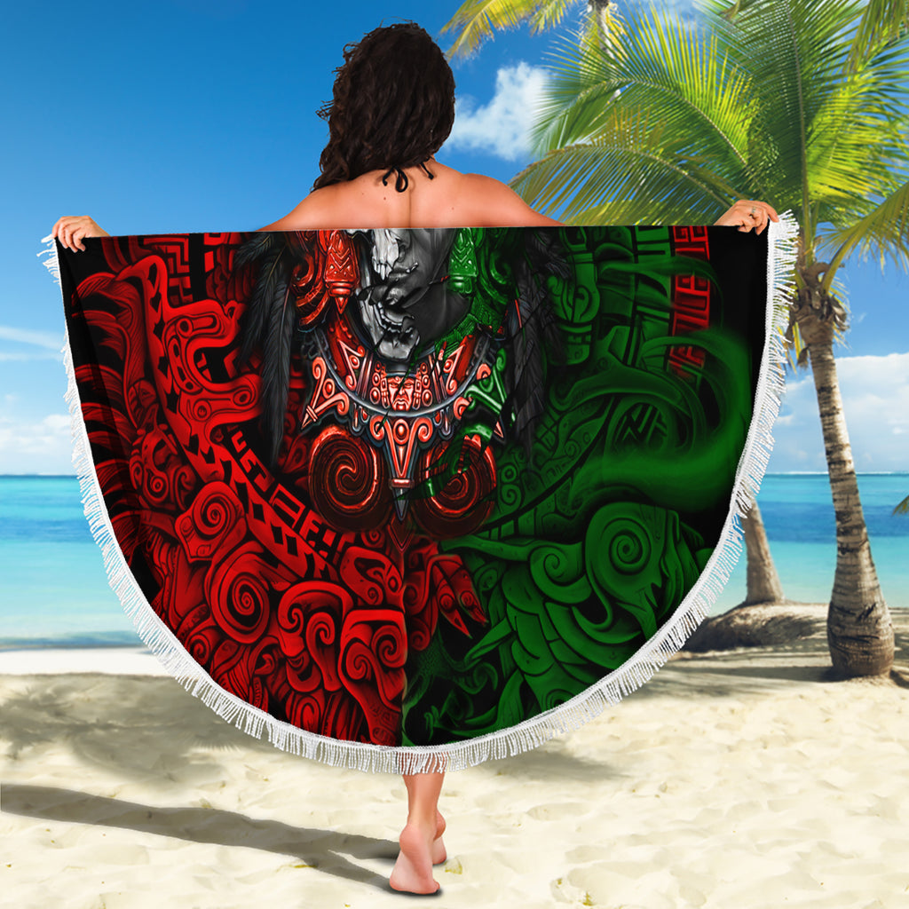 skulls-aztec-warriors-beach-blanket