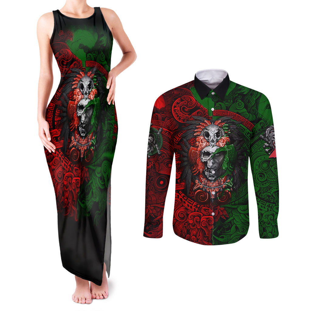 skulls-aztec-warriors-couples-matching-tank-maxi-dress-and-long-sleeve-button-shirts