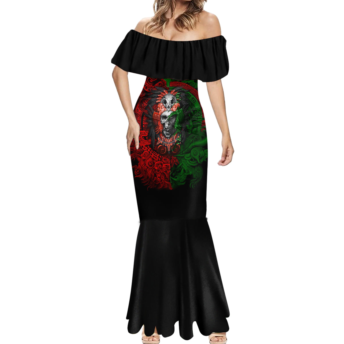 skulls-aztec-warriors-mermaid-dress