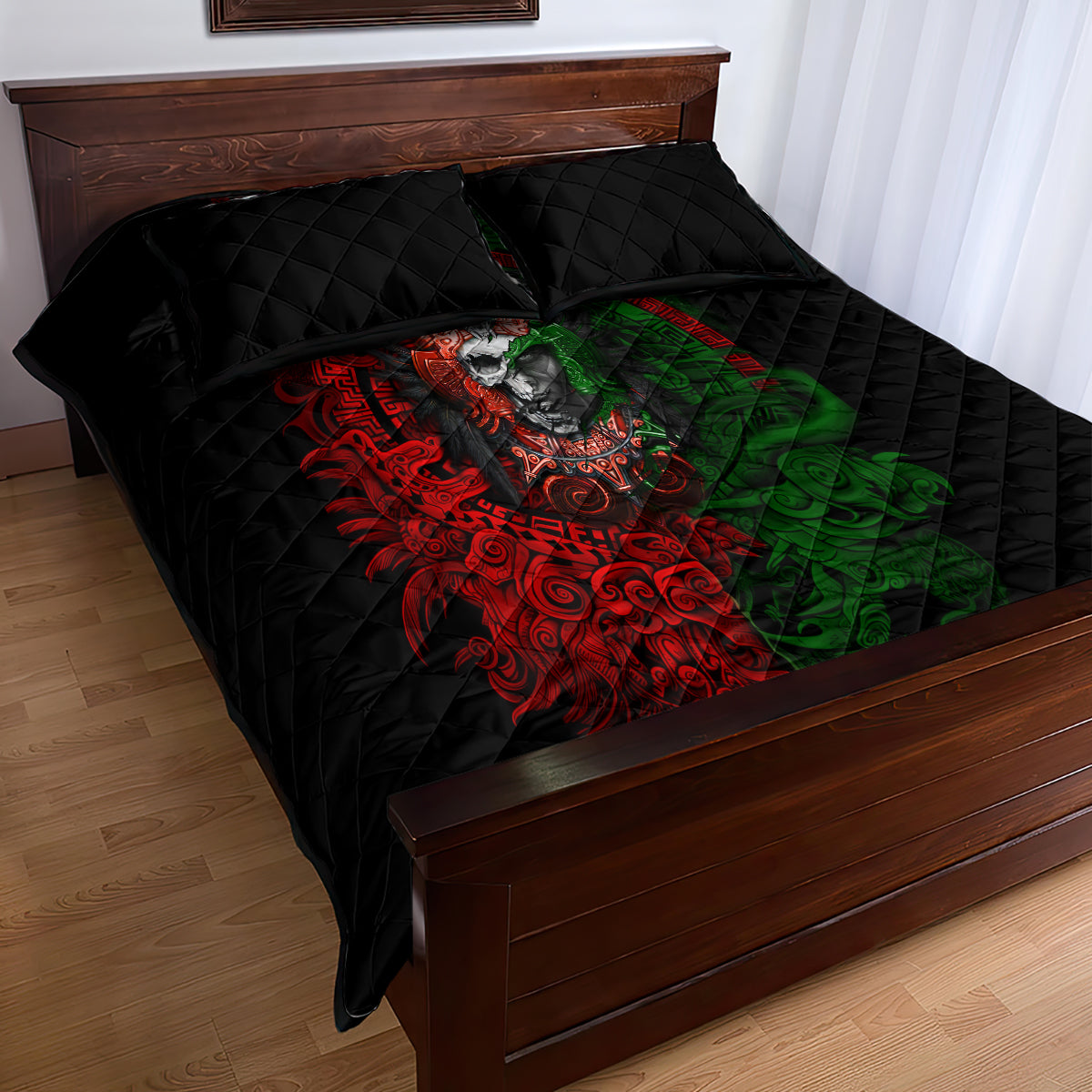 skulls-aztec-warriors-quilt-bed-set