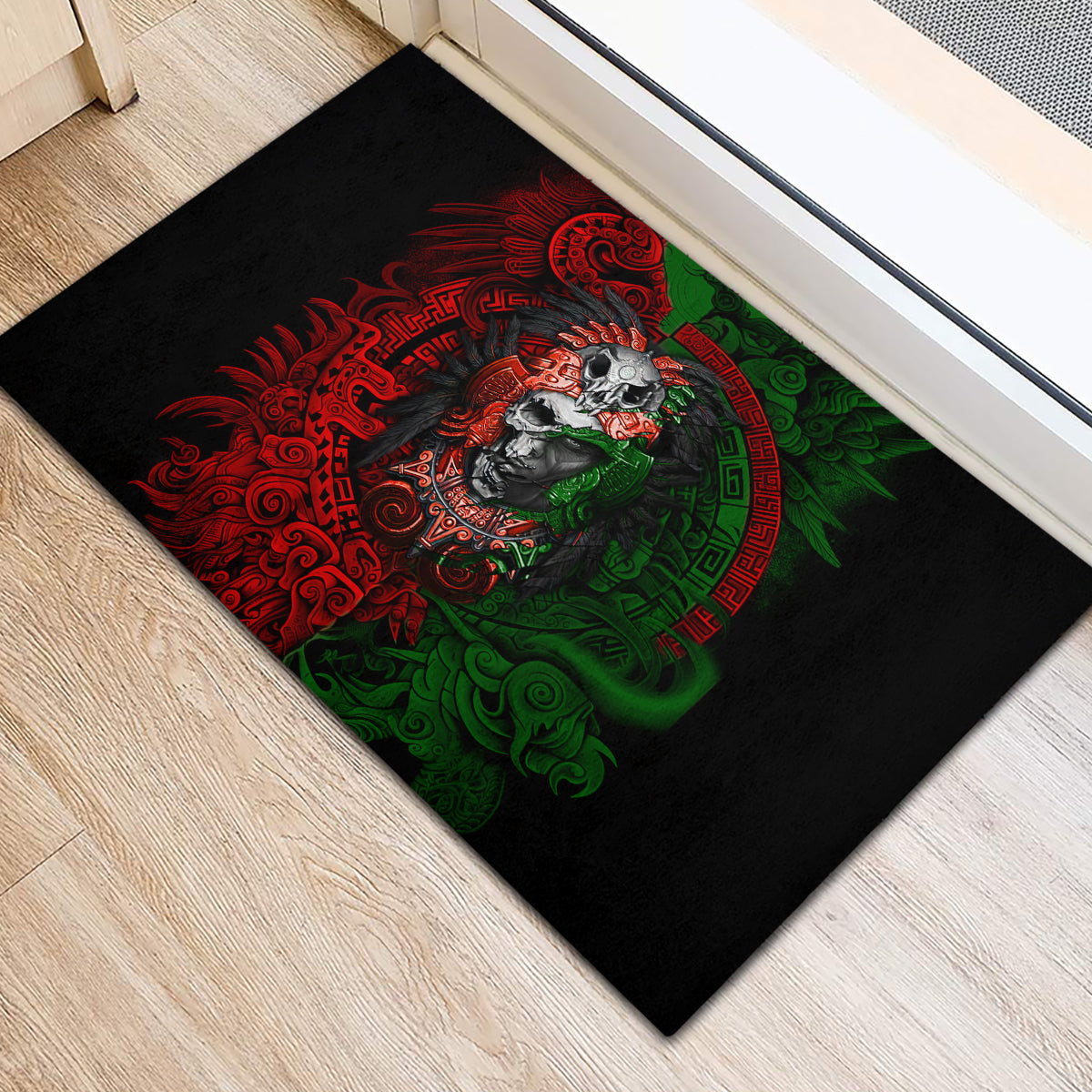 skulls-aztec-warriors-rubber-doormat
