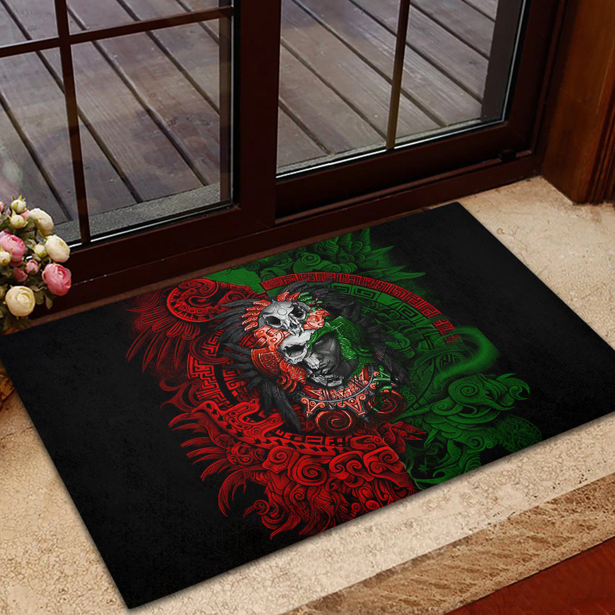 skulls-aztec-warriors-rubber-doormat