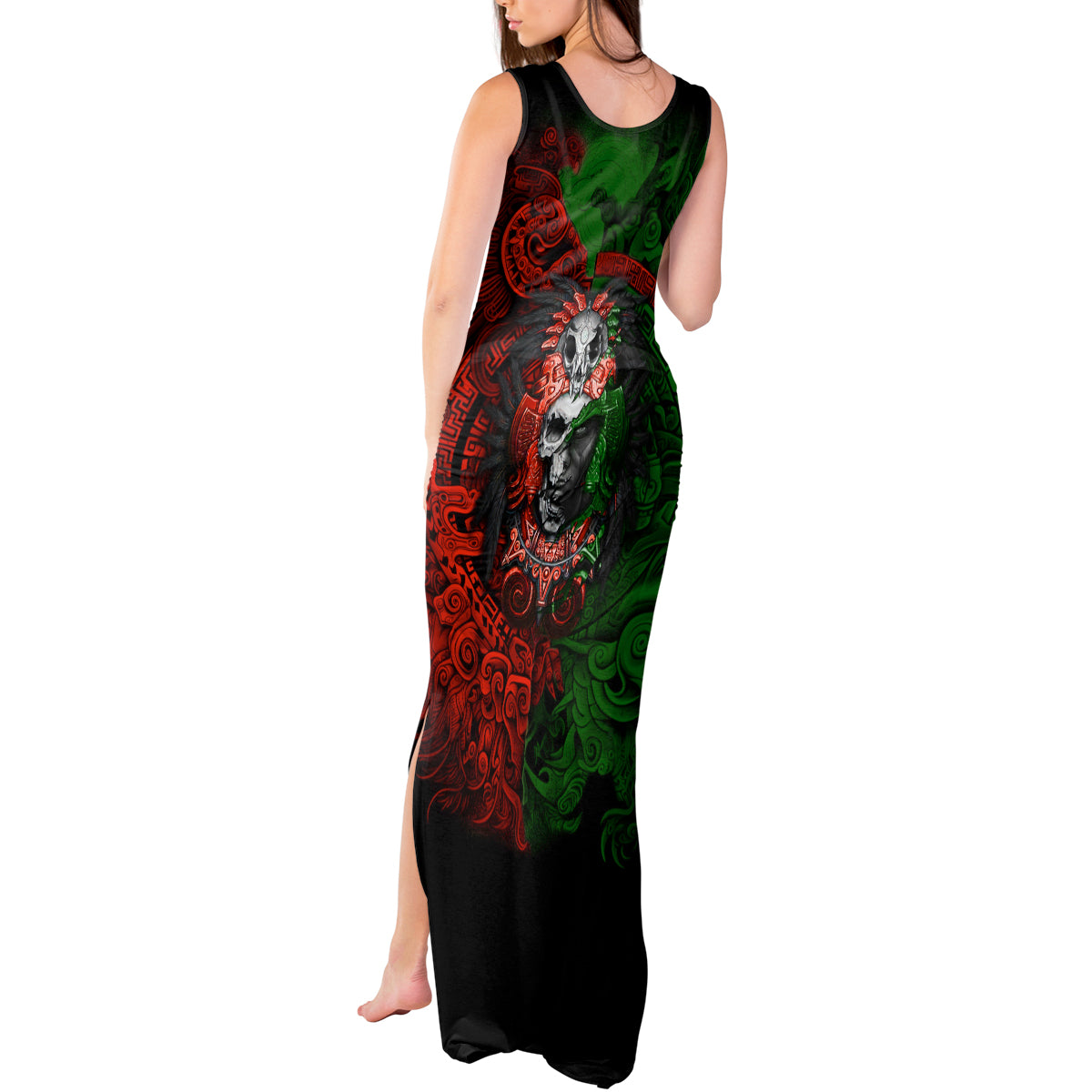 skulls-aztec-warriors-tank-maxi-dress