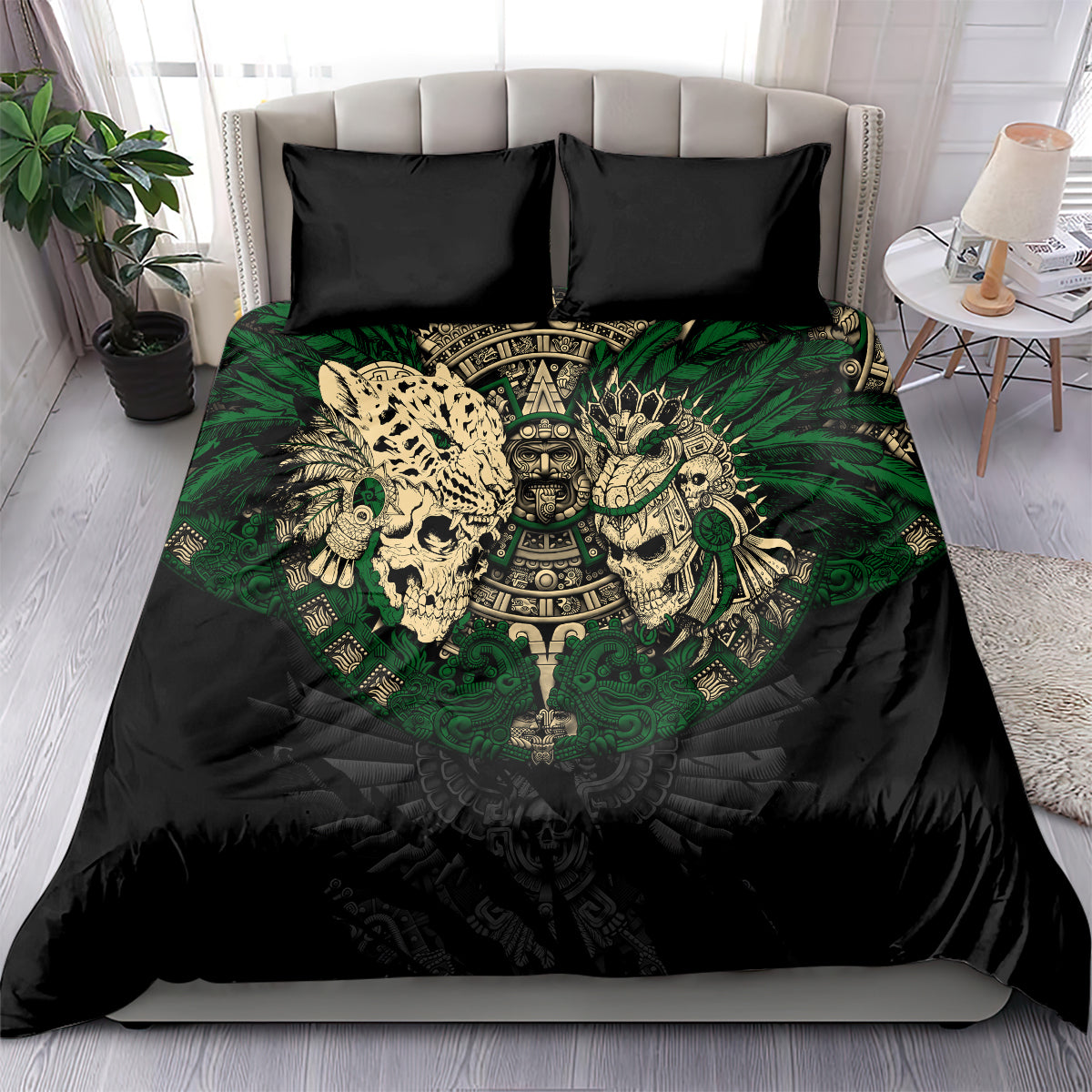 aztec-warrior-skulls-bedding-set