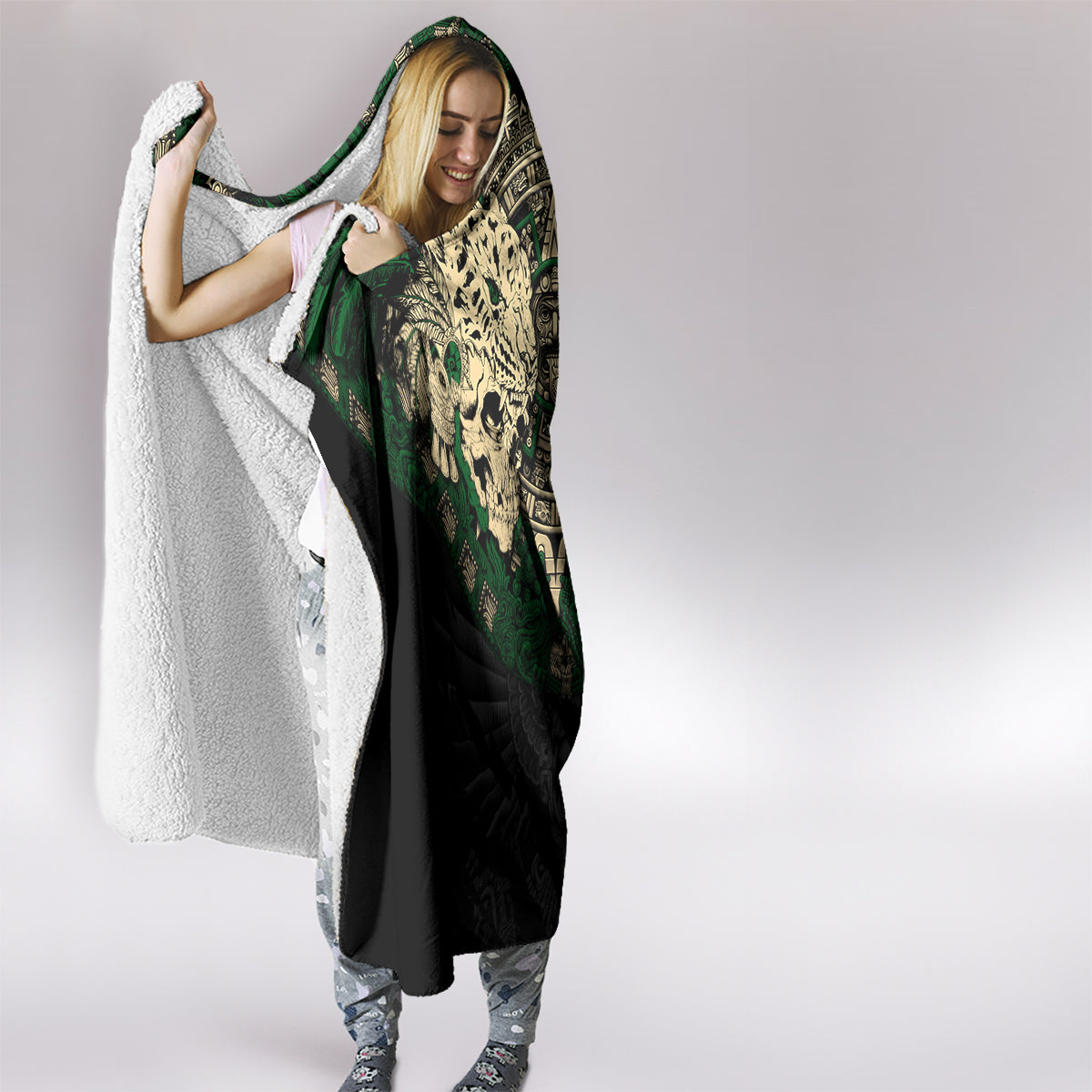 aztec-warrior-skulls-hooded-blanket
