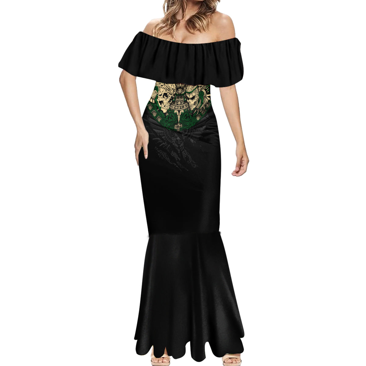 aztec-warrior-skulls-mermaid-dress