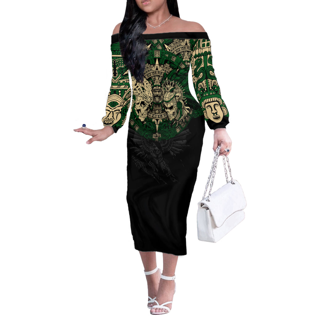 aztec-warrior-skulls-off-the-shoulder-long-sleeve-dress