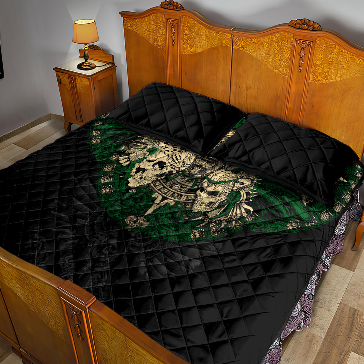 aztec-warrior-skulls-quilt-bed-set