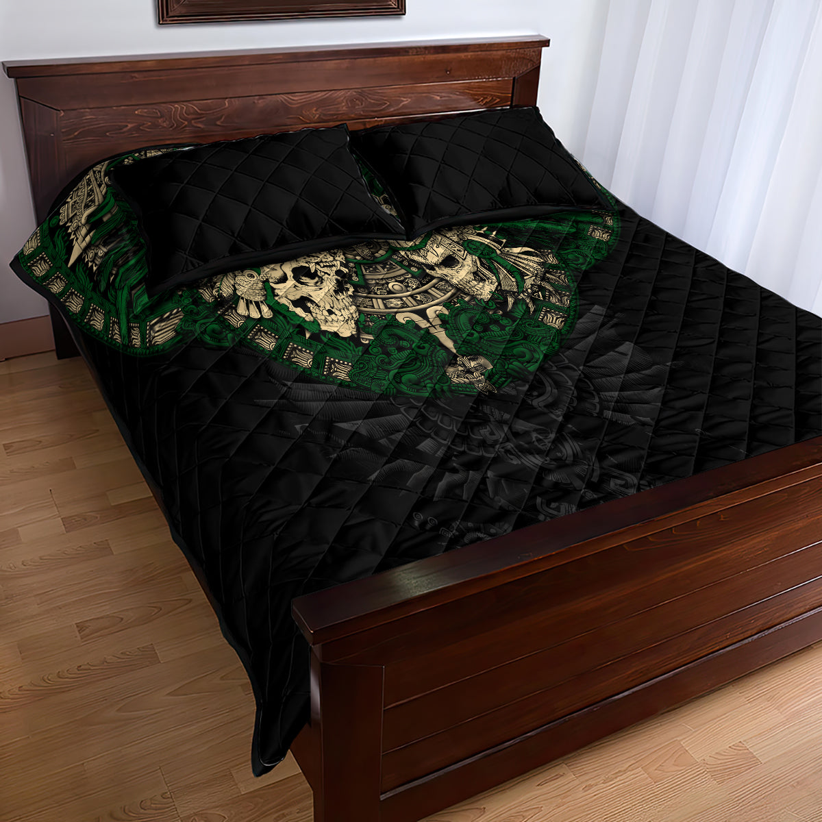 aztec-warrior-skulls-quilt-bed-set