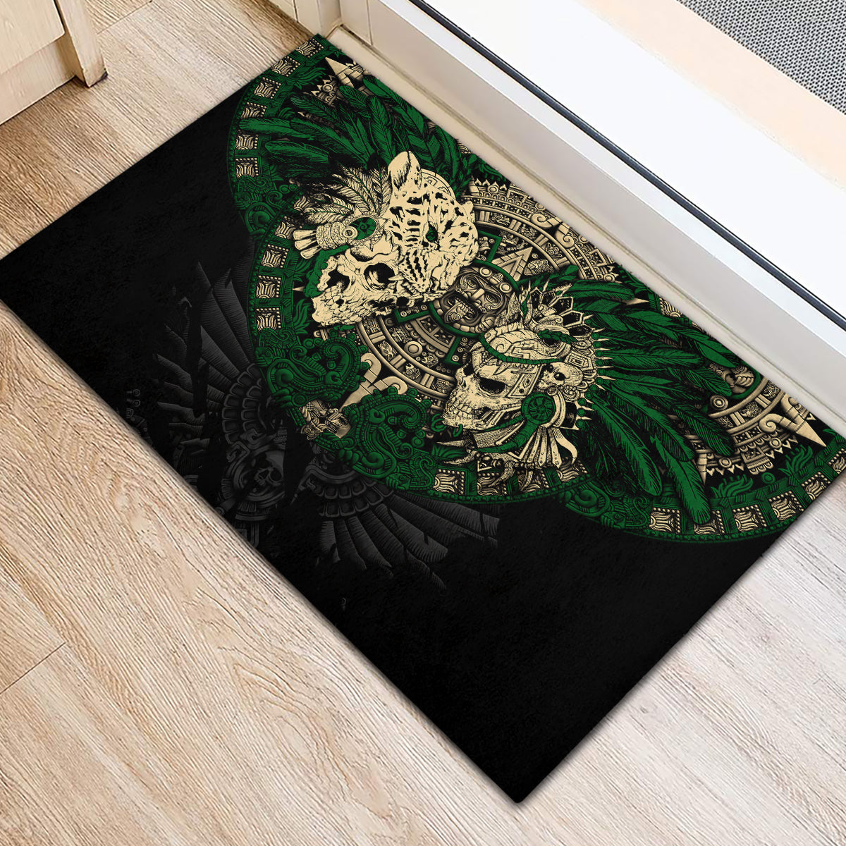 aztec-warrior-skulls-rubber-doormat