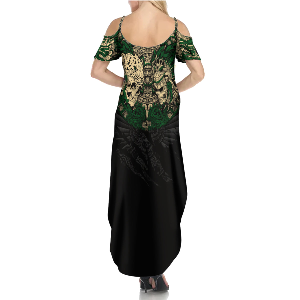aztec-warrior-skulls-summer-maxi-dress