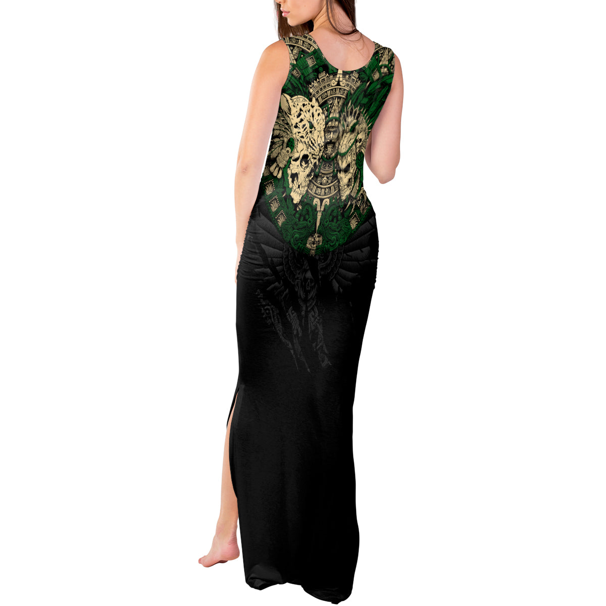 aztec-warrior-skulls-tank-maxi-dress