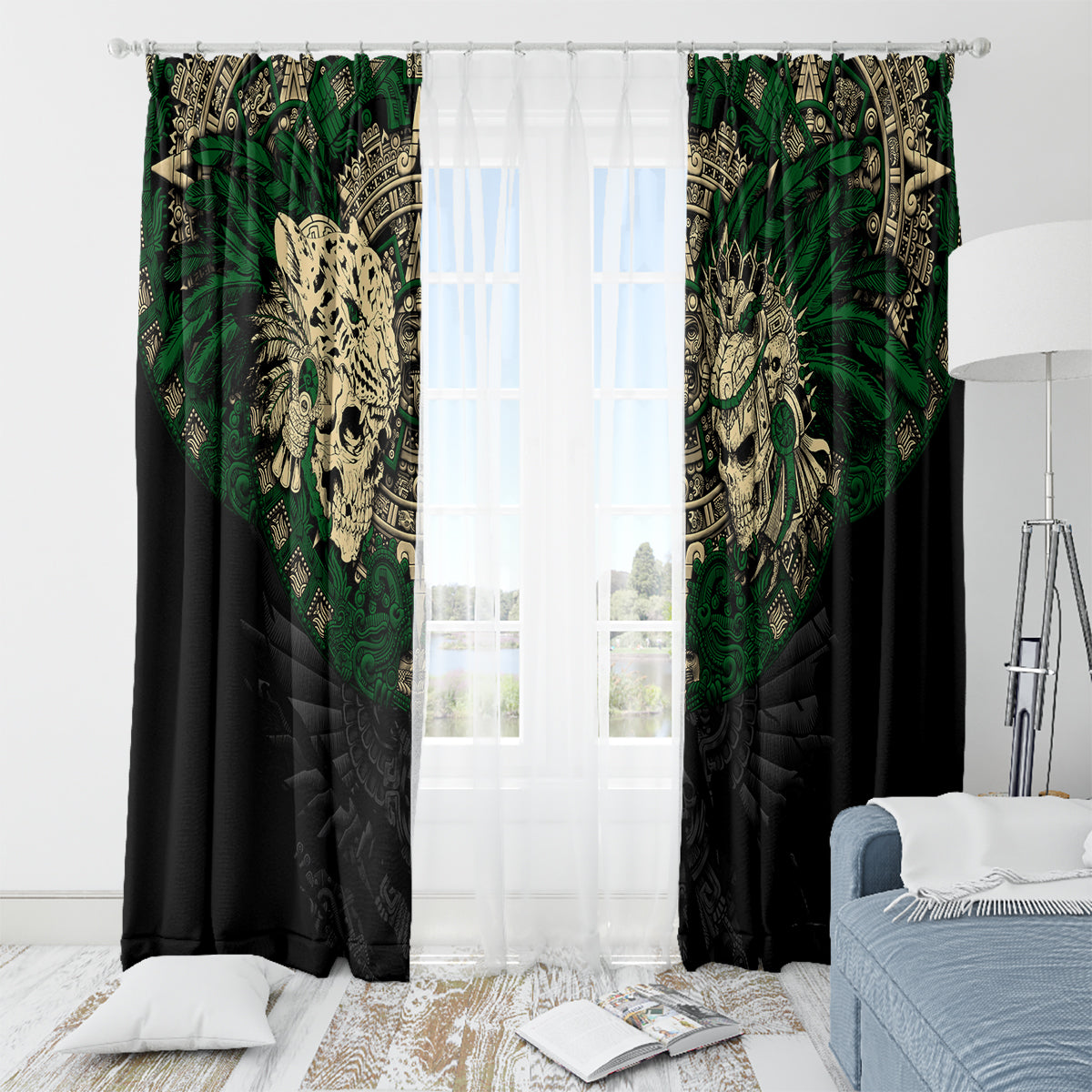 aztec-warrior-skulls-window-curtain