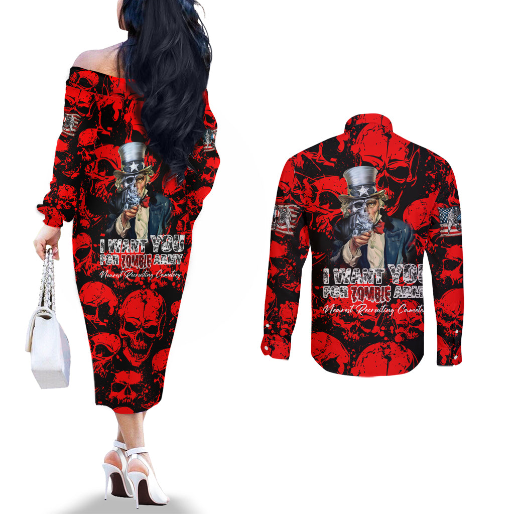 zombie-army-couples-matching-off-the-shoulder-long-sleeve-dress-and-long-sleeve-button-shirts-i-want-you