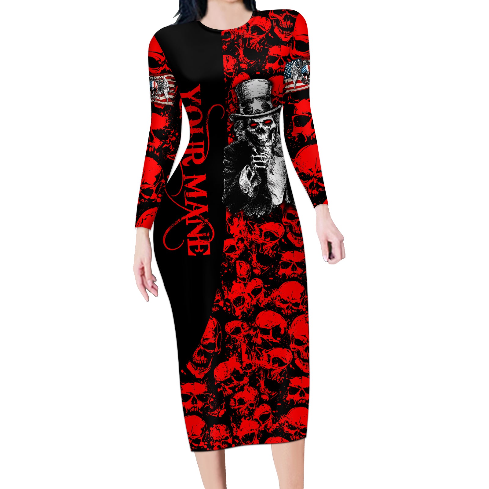zombie-army-long-sleeve-bodycon-dress-i-want-you