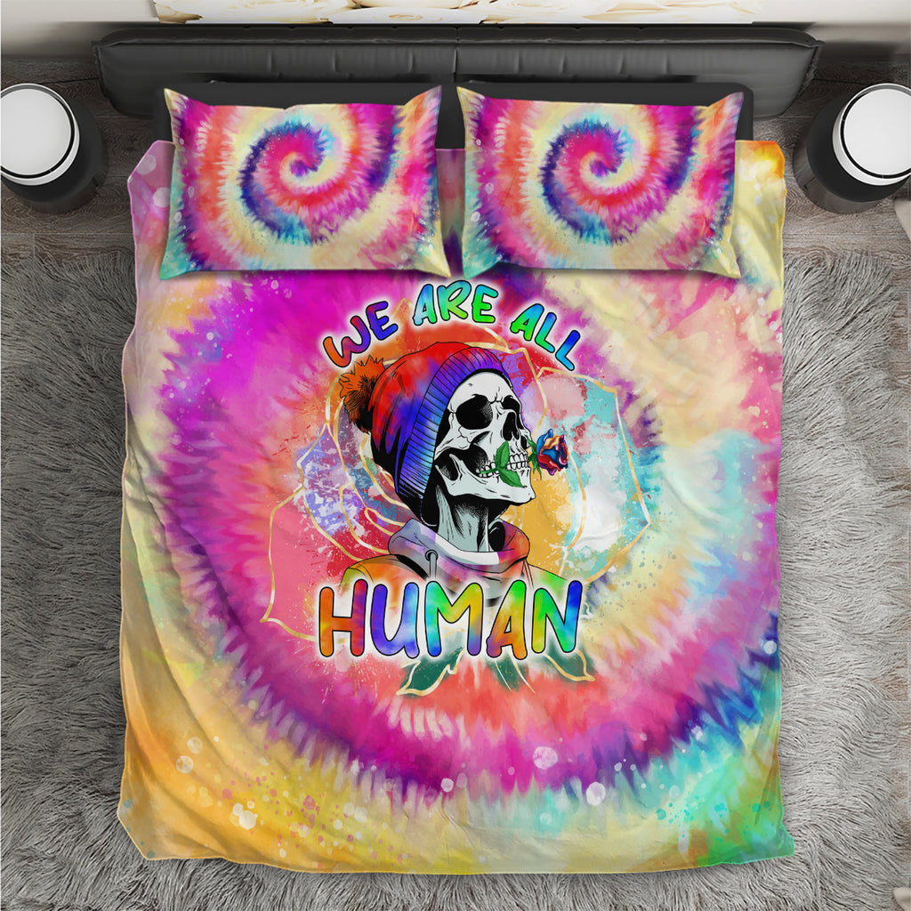 we-are-all-human-lgbt-bedding-set-skull-tie-dye