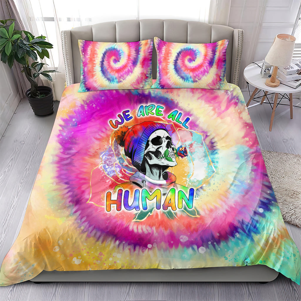 we-are-all-human-lgbt-bedding-set-skull-tie-dye