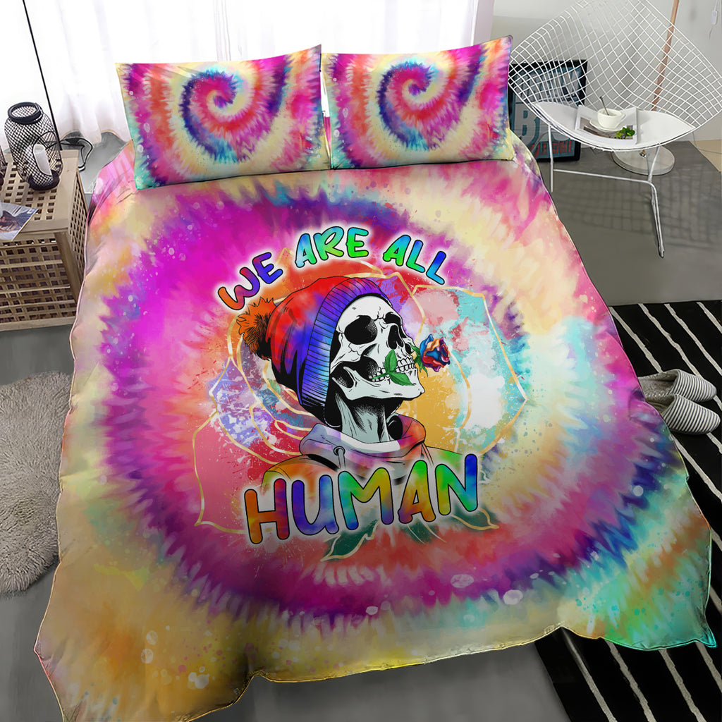 we-are-all-human-lgbt-bedding-set-skull-tie-dye