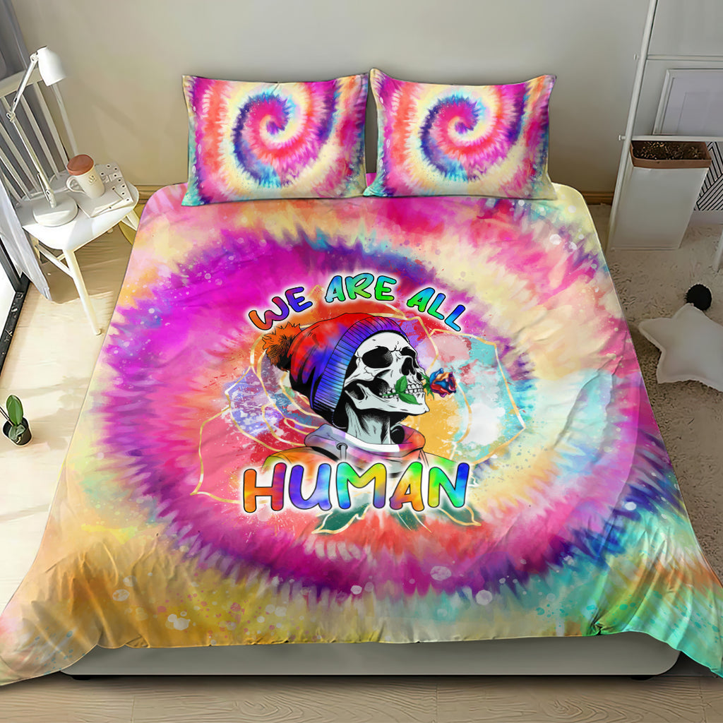 we-are-all-human-lgbt-bedding-set-skull-tie-dye
