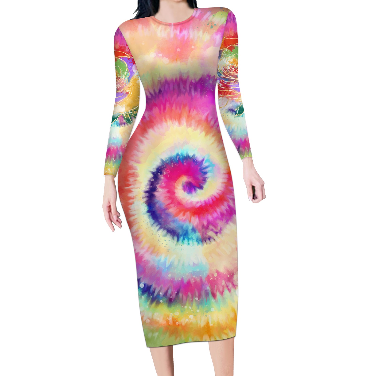 we-are-all-human-lgbt-long-sleeve-bodycon-dress-skull-tie-dye