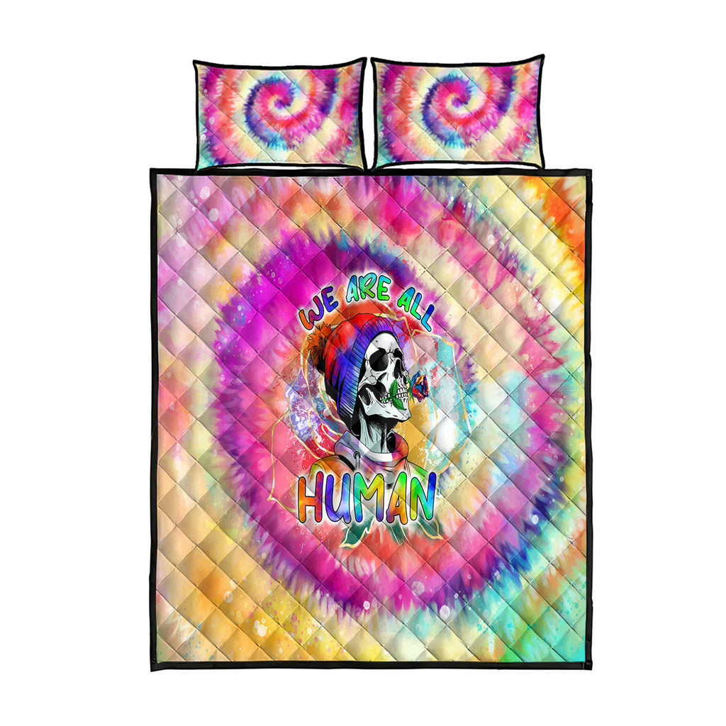 we-are-all-human-lgbt-quilt-bed-set-skull-tie-dye