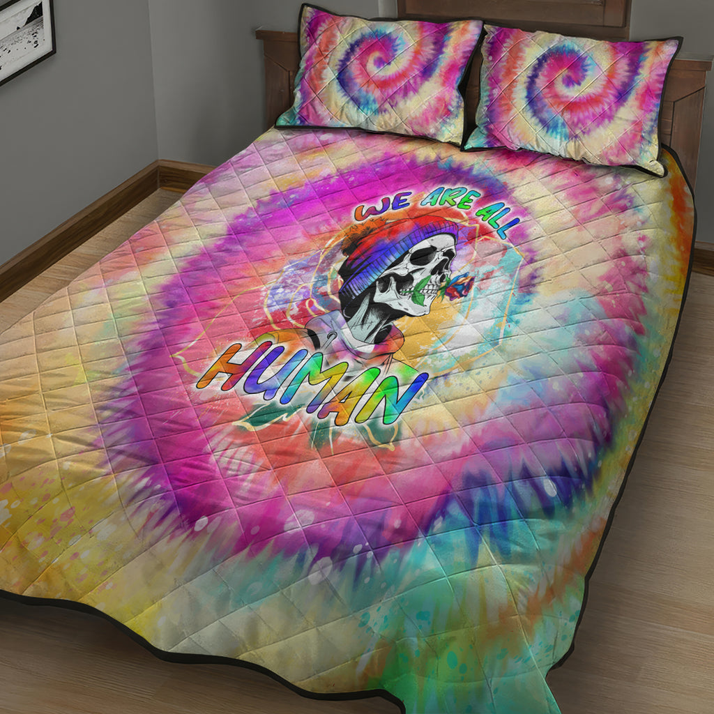 we-are-all-human-lgbt-quilt-bed-set-skull-tie-dye