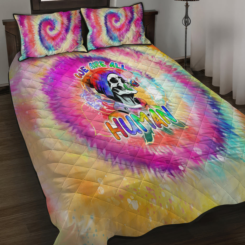 we-are-all-human-lgbt-quilt-bed-set-skull-tie-dye