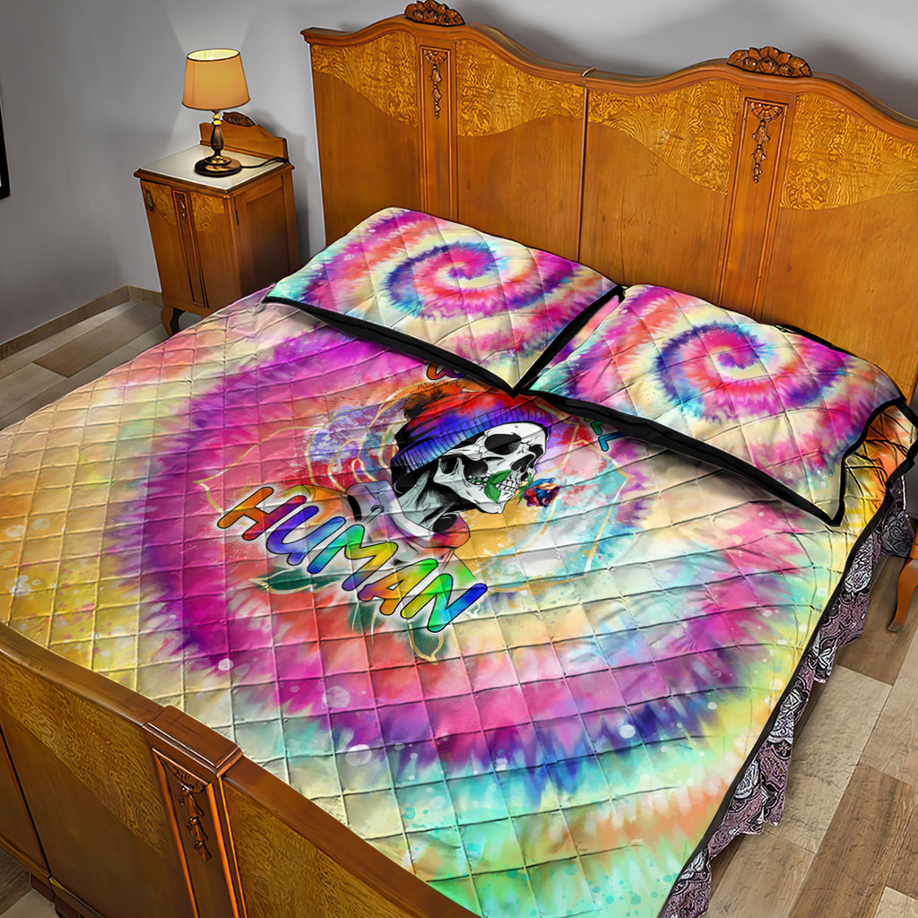 we-are-all-human-lgbt-quilt-bed-set-skull-tie-dye