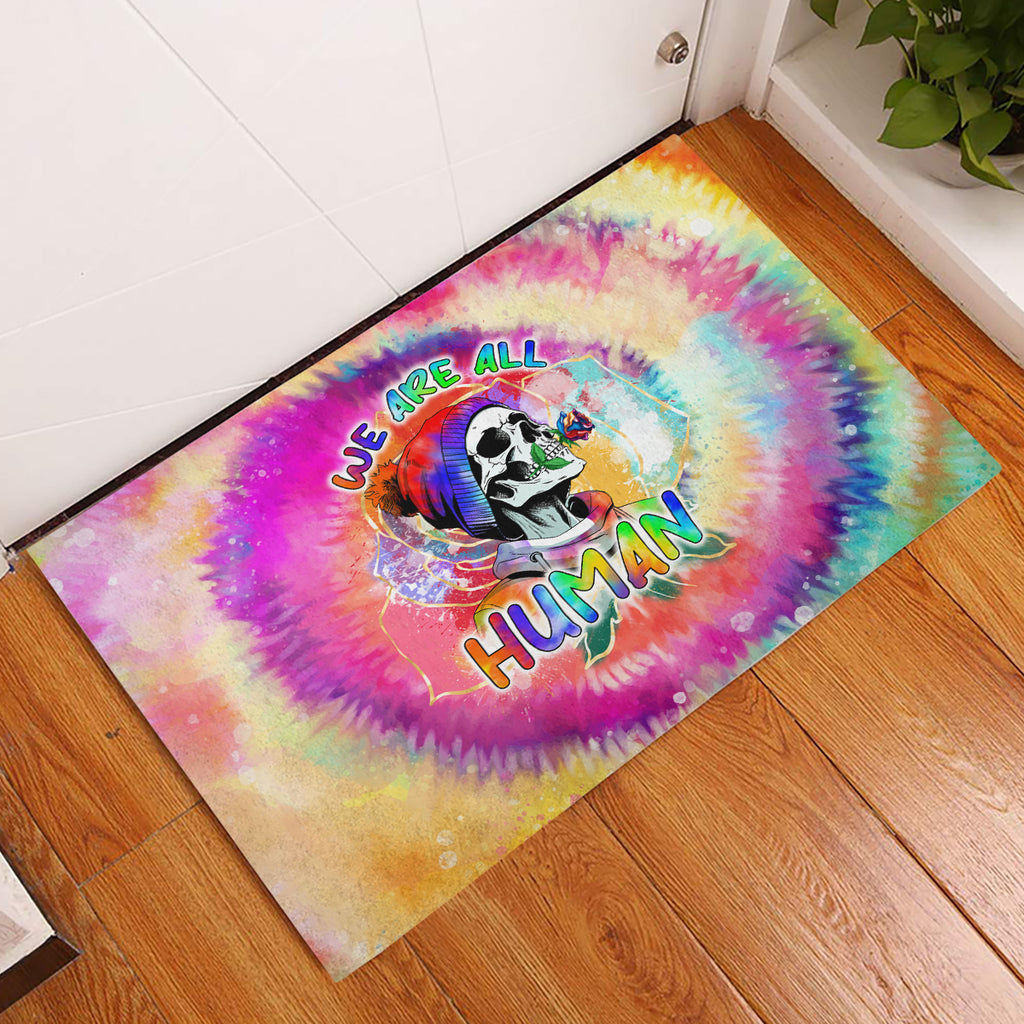 we-are-all-human-lgbt-rubber-doormat-skull-tie-dye
