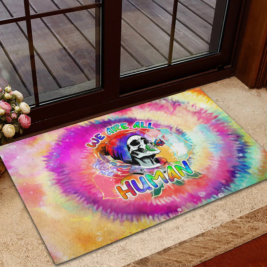 we-are-all-human-lgbt-rubber-doormat-skull-tie-dye