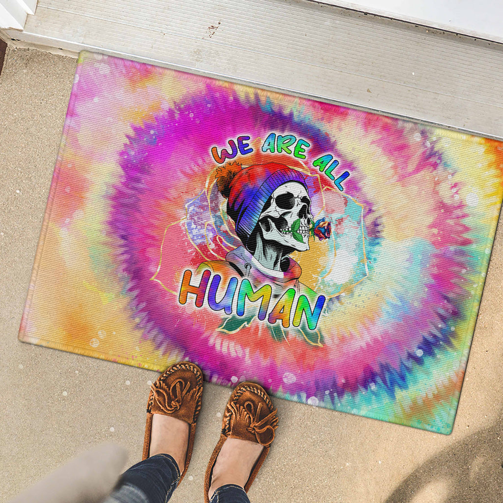 we-are-all-human-lgbt-rubber-doormat-skull-tie-dye