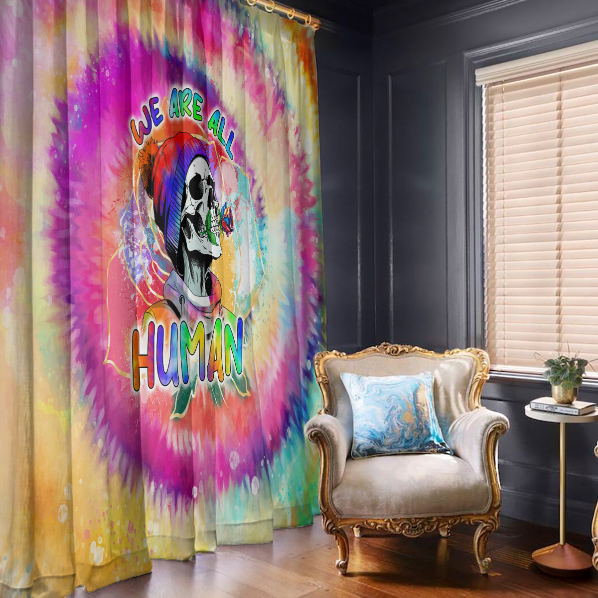 we-are-all-human-lgbt-window-curtain-skull-tie-dye