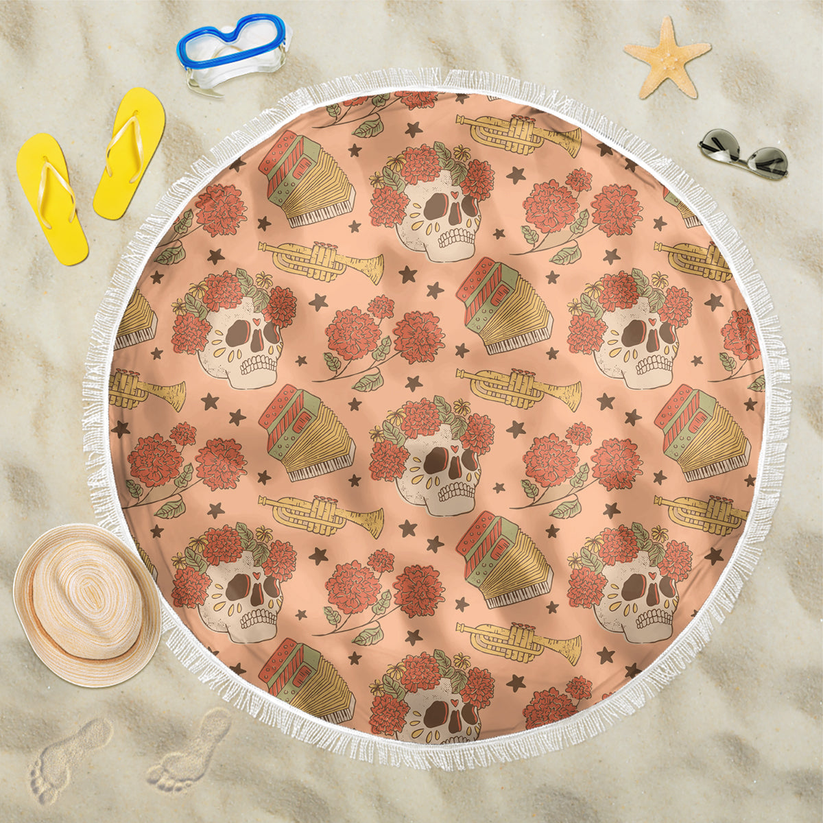 day-of-the-dead-beach-blanket-sugar-skulls