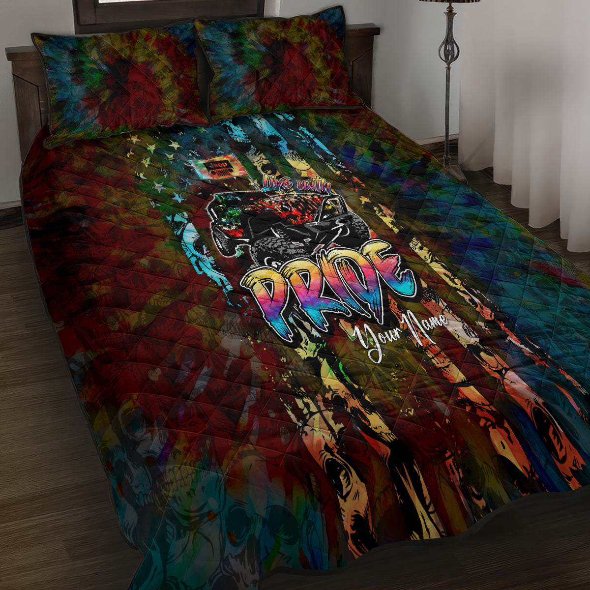 lgbt-jeep-skull-live-with-pride-quilt-bed-set