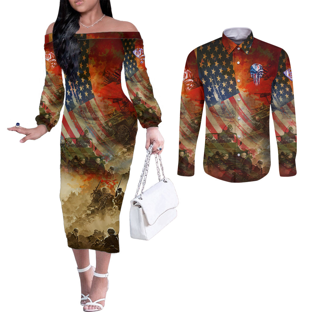jeep-skull-solider-couples-matching-off-the-shoulder-long-sleeve-dress-and-long-sleeve-button-shirt-american-flag