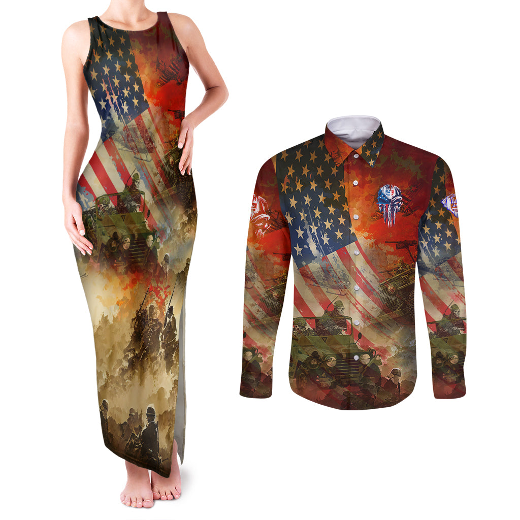 jeep-skull-solider-couples-matching-tank-maxi-dress-and-long-sleeve-button-shirt-american-flag