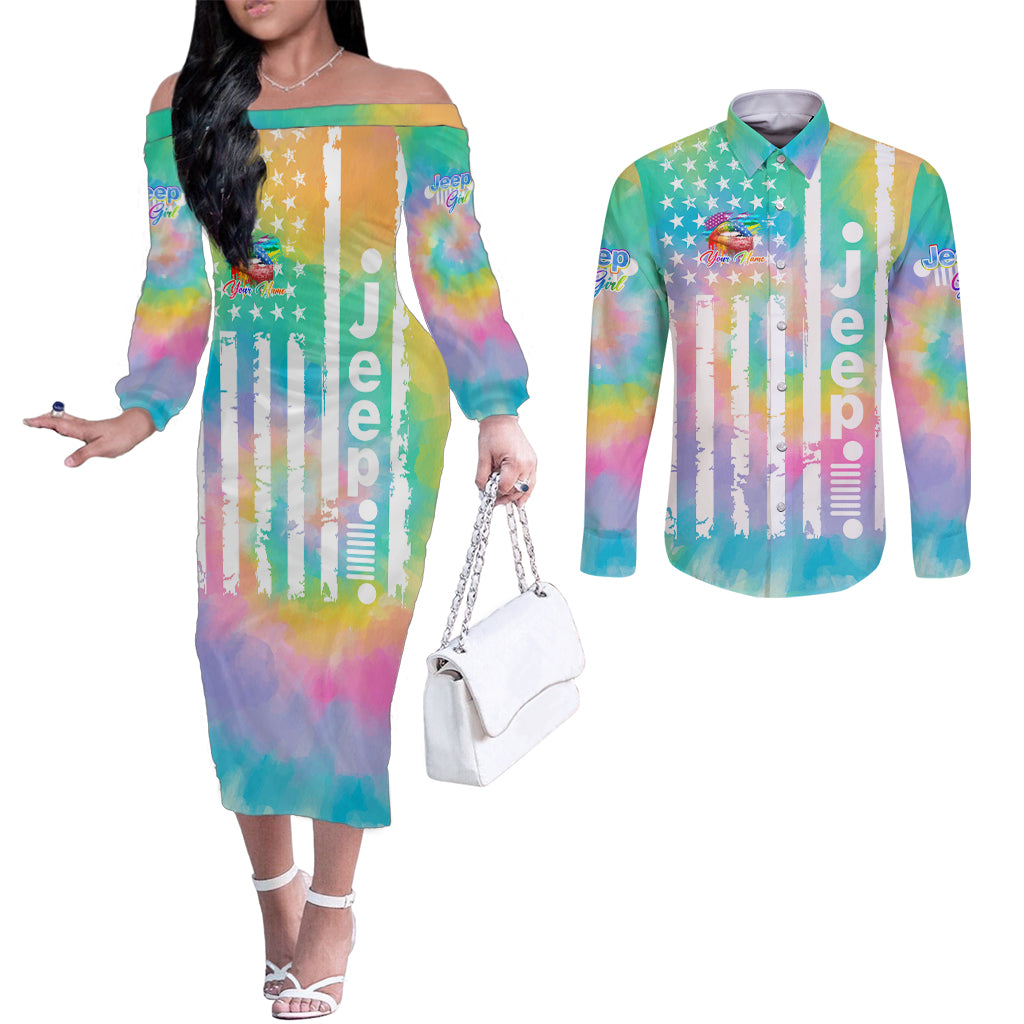 jeep-girl-couples-matching-off-the-shoulder-long-sleeve-dress-and-long-sleeve-button-shirt-tie-dye-american-flag-lips
