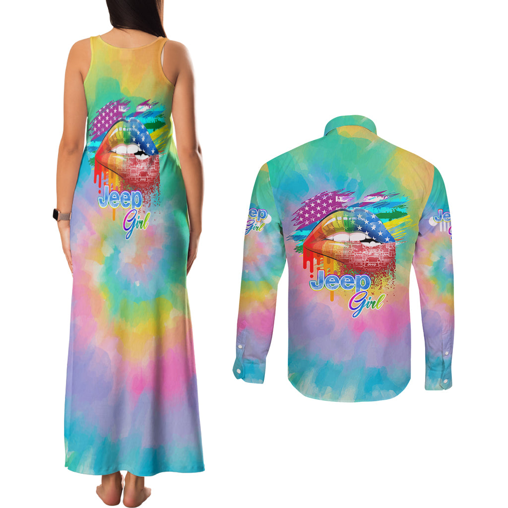 jeep-girl-couples-matching-tank-maxi-dress-and-long-sleeve-button-shirt-tie-dye-american-flag-lips