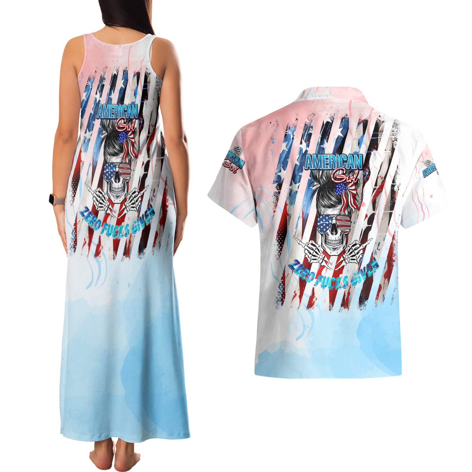 skull-girl-couples-matching-tank-maxi-dress-and-hawaiian-shirt-never-fck-given