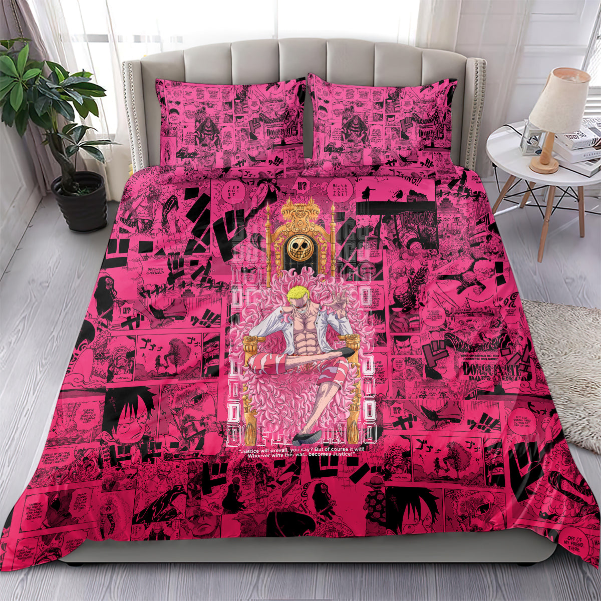 donquixote-doflamingo-joker-bedding-set-pink-style