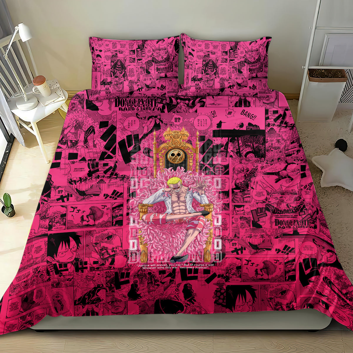 donquixote-doflamingo-joker-bedding-set-pink-style