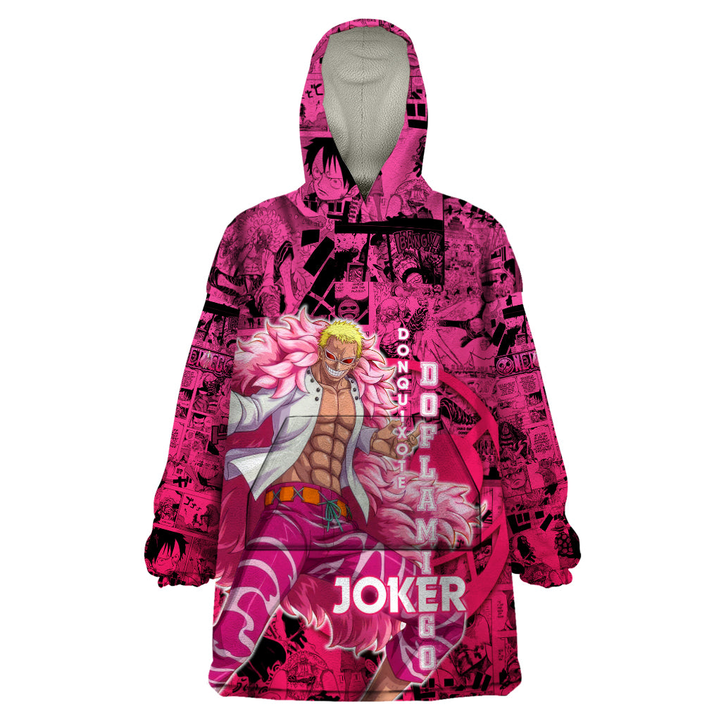 donquixote-doflamingo-joker-wearable-blanket-hoodie-pink-style