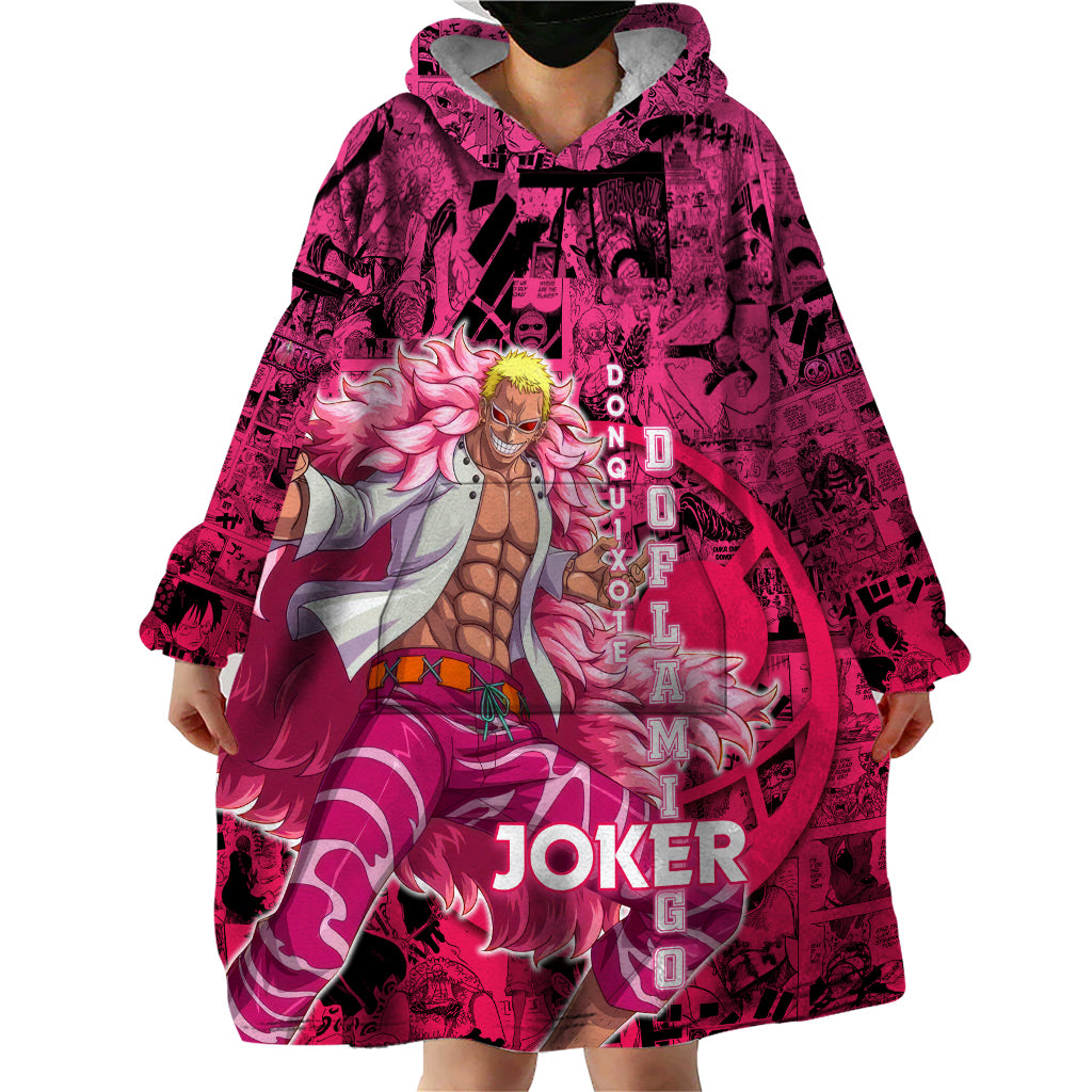 donquixote-doflamingo-joker-wearable-blanket-hoodie-pink-style