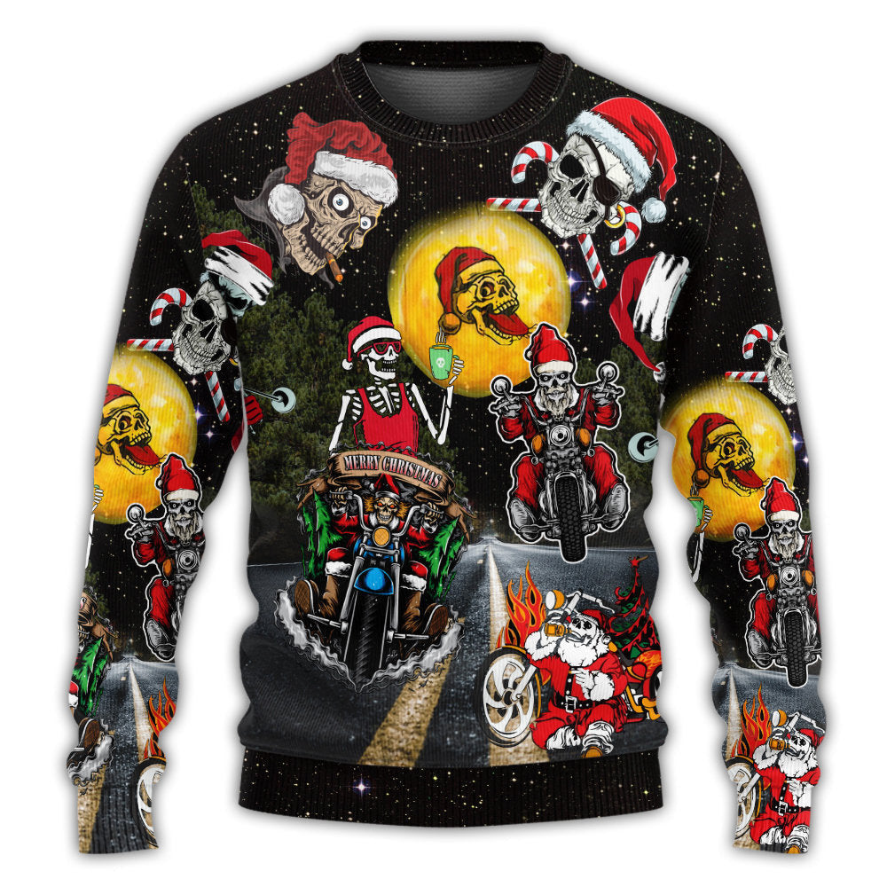 Skull Santa Is Racing To You Christmas Ugly Sweaters